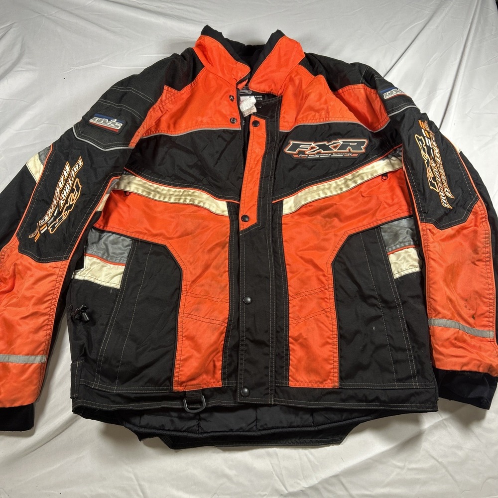 FXR performance technology Snowmobile Jacket Men's XL Black/orange Vintage 90s